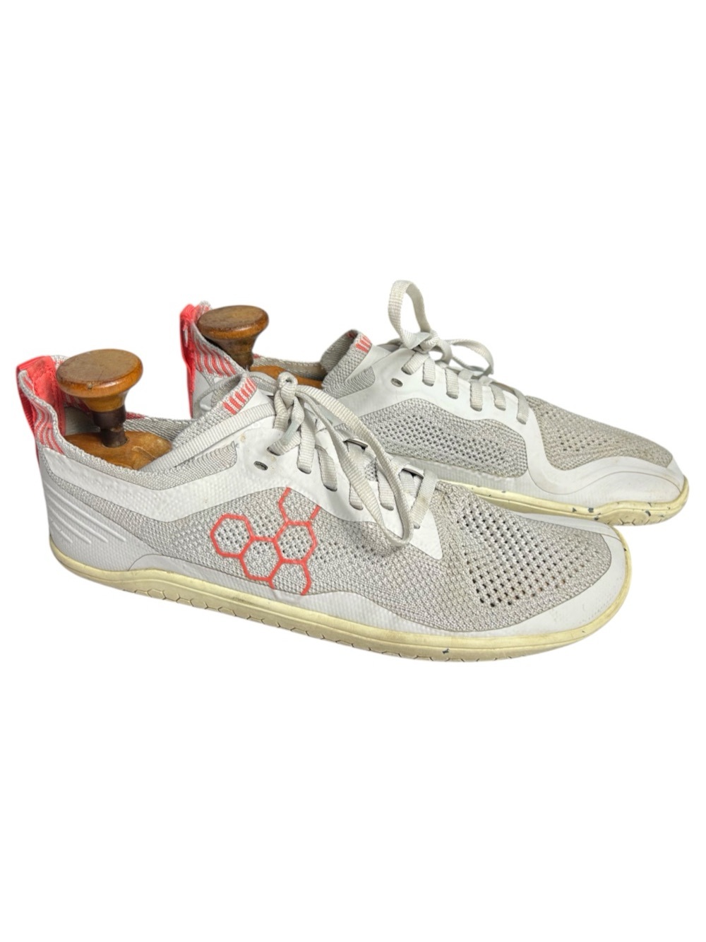 Vivobarefoot Geo Racer Knit Sneakers Moonstone Grey Orange Women's Size 40 / US